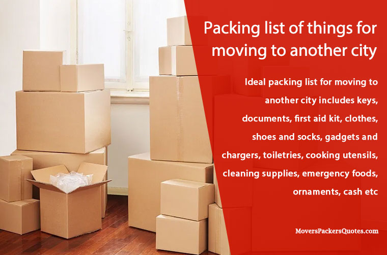 List of essential things to carry when moving to another city